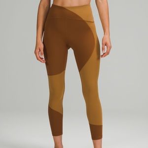 Lululemon Nulu Color Block High Rise Tight 25” Copper Brown/Bold Beige 14